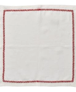 Kim Seybert Jardin Napkin In White & Coral, Set Of 4