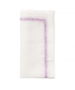 Kim Seybert Jardin Napkin In White & Lilac, Set Of 4 Napkins