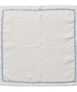 Kim Seybert Jardin Napkin In White & Periwinkle, Set Of 4 Napkins
