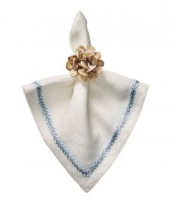 Kim Seybert Jardin Napkin In White & Periwinkle, Set Of 4 Napkins