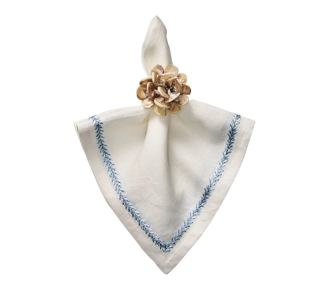 Kim Seybert Jardin Napkin In White & Periwinkle, Set Of 4 Napkins