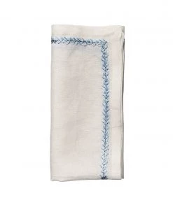 Kim Seybert Jardin Napkin In White & Periwinkle, Set Of 4 Napkins