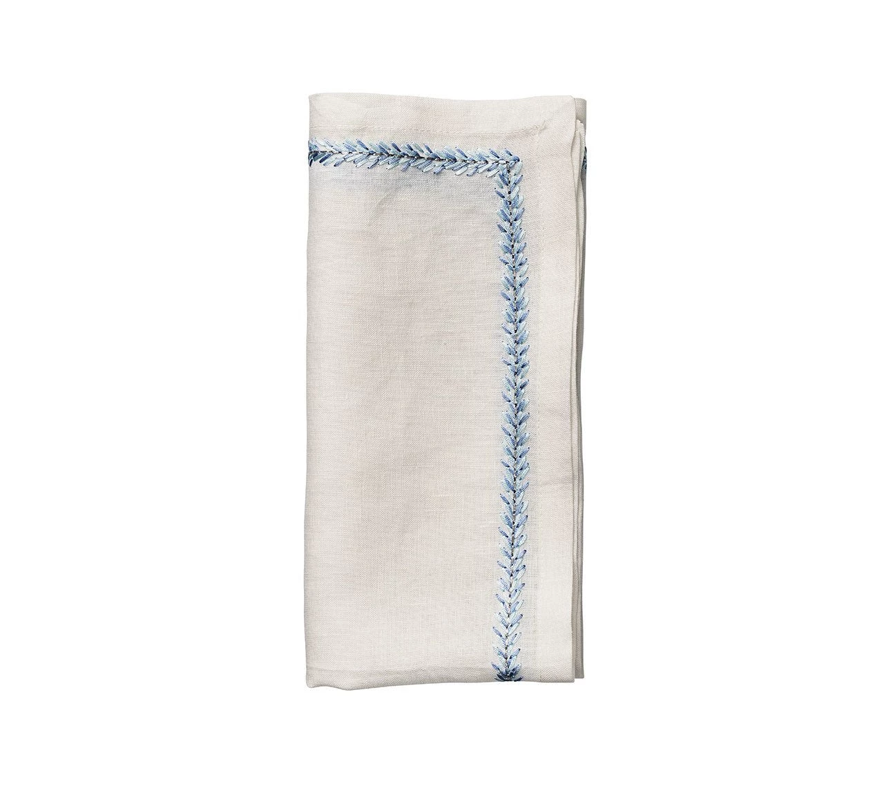 Kim Seybert Jardin Napkin In White & Periwinkle, Set Of 4 Napkins