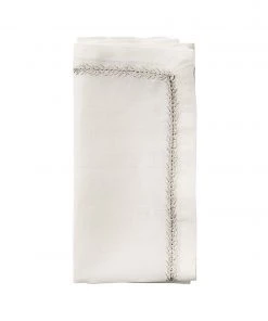 Kim Seybert Jardin Napkin In White & Silver, Set Of 4