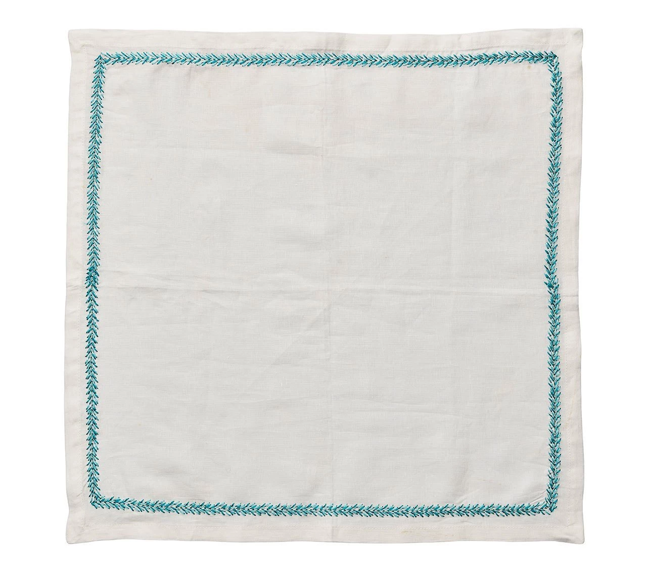 Kim Seybert Jardin Napkin In White & Turquoise, Set Of 4