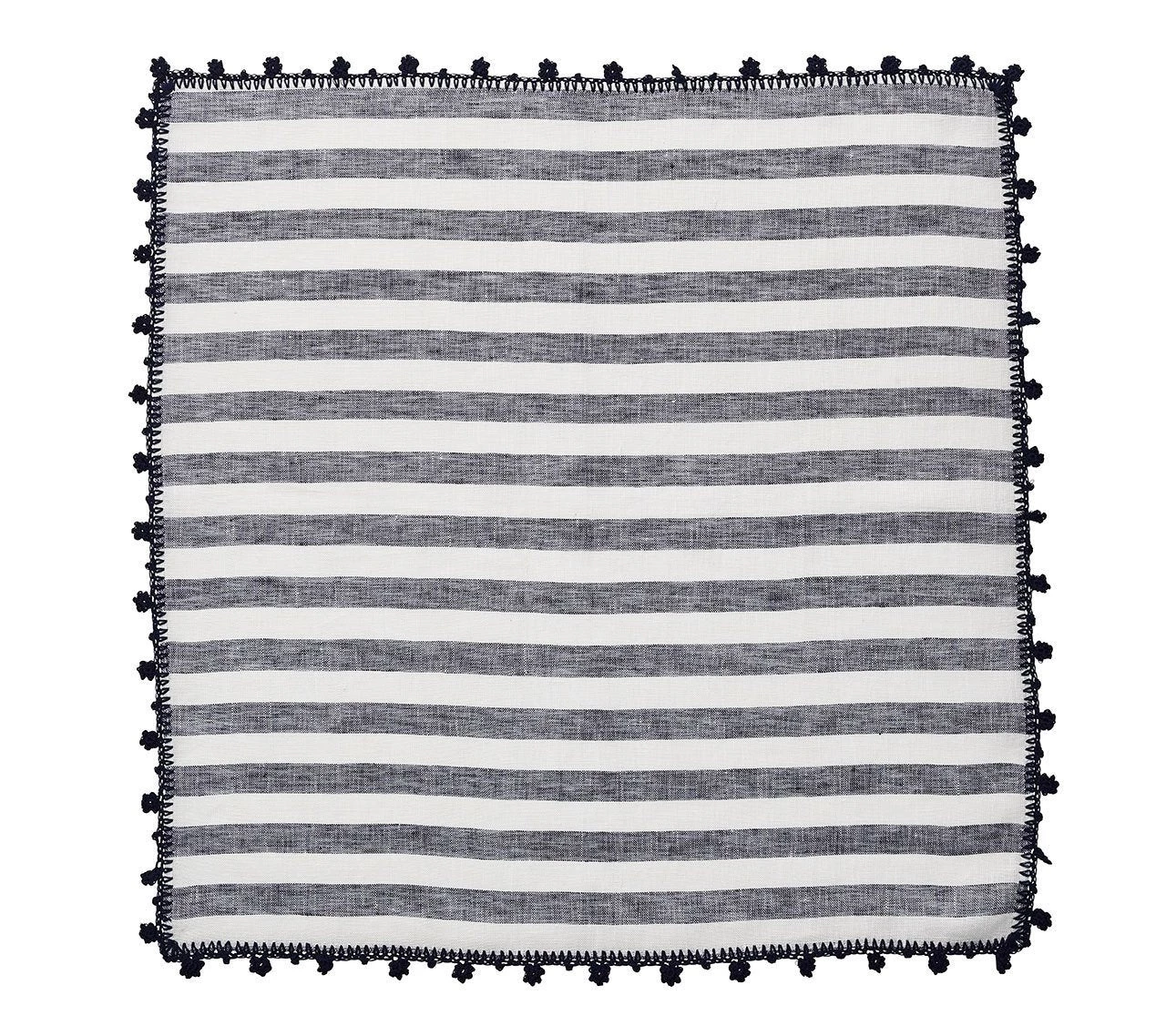 Kim Seybert Napkins Linea Napkin In White & Navy, Set Of 4