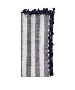 Kim Seybert Napkins Linea Napkin In White & Navy, Set Of 4