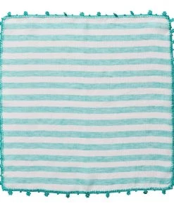 Kim Seybert Linea Napkin In White & Seafoam, Set Of 4