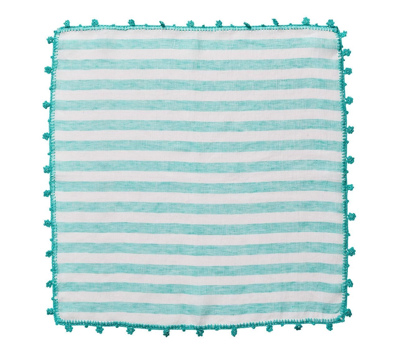 Kim Seybert Linea Napkin In White & Seafoam, Set Of 4