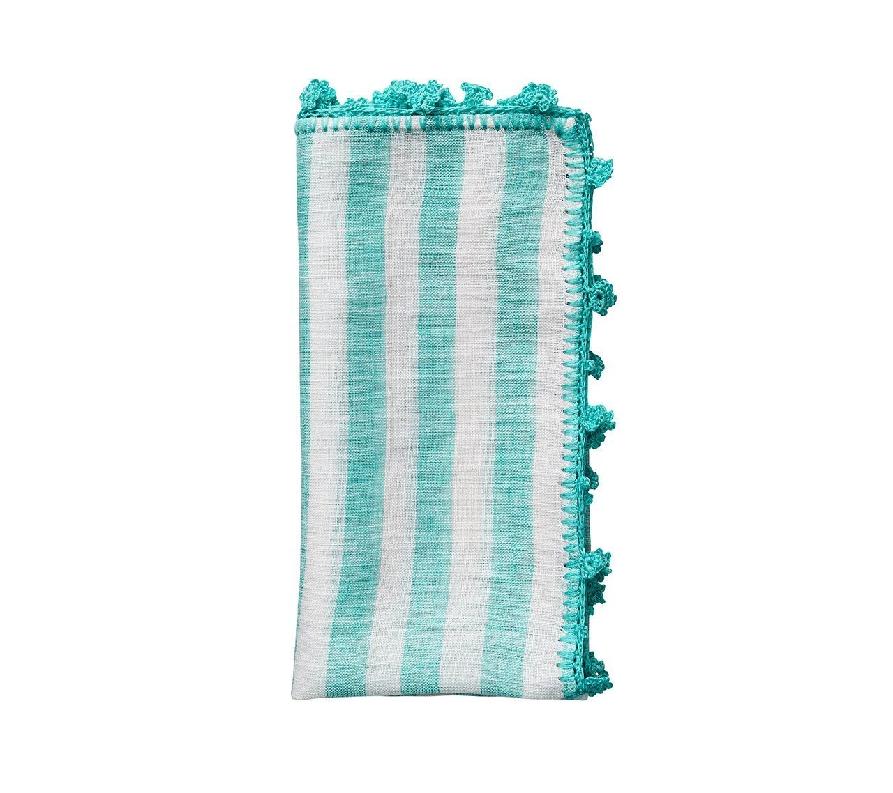 Kim Seybert Linea Napkin In White & Seafoam, Set Of 4