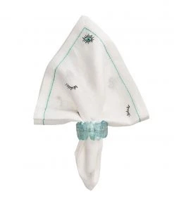 Kim Seybert Napkins Bohemia Napkin In White & Seafoam, Set Of 4