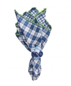 Kim Seybert Napkins Check Napkin In White, Blue, & Green, Set Of 4