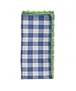 Kim Seybert Napkins Check Napkin In White, Blue, & Green, Set Of 4