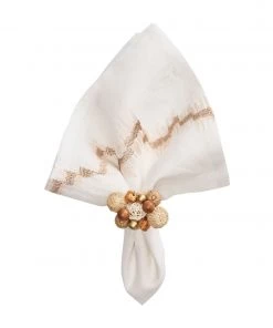 Kim Seybert Brushstroke Napkin In White & Natural, Set Of 4 Napkins