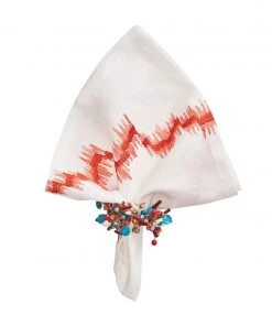 Kim Seybert Brushstroke Napkin In Orange & White, Set Of 4