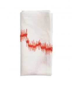 Kim Seybert Brushstroke Napkin In Orange & White, Set Of 4