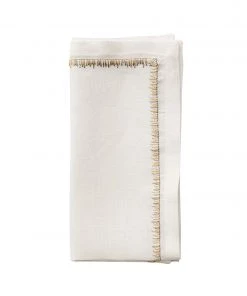 Kim Seybert Napkins Filament Napkin In White & Gold & Silver, Set Of 4