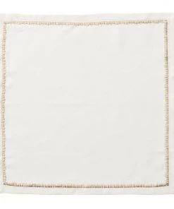 Kim Seybert Napkins Filament Napkin In White & Gold & Silver, Set Of 4
