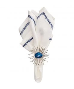 Kim Seybert Filament Napkin In White & Navy, Set Of 4