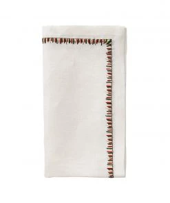 Kim Seybert Filament Napkin In White & Red & Green, Set Of 4