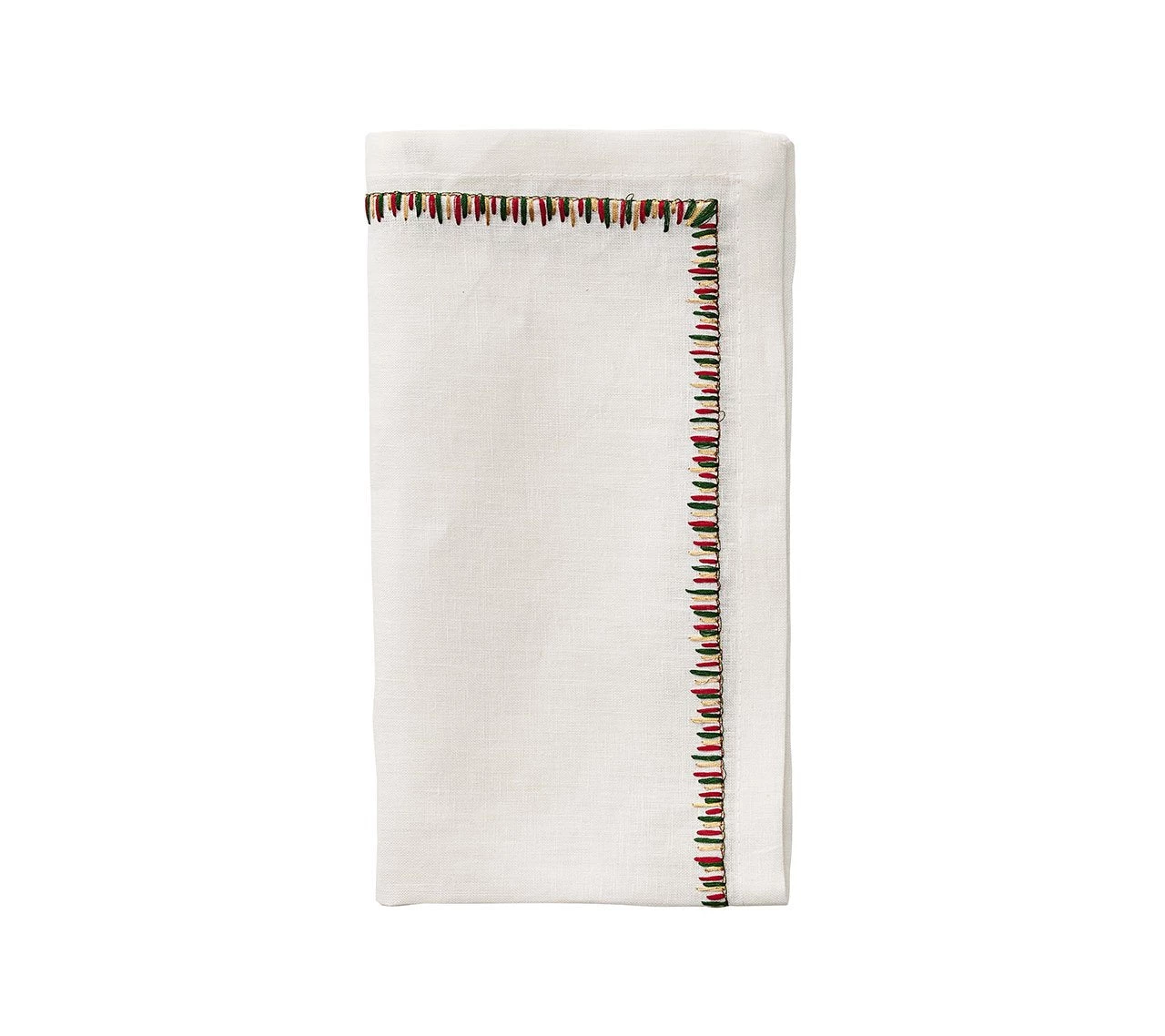 Kim Seybert Filament Napkin In White & Red & Green, Set Of 4