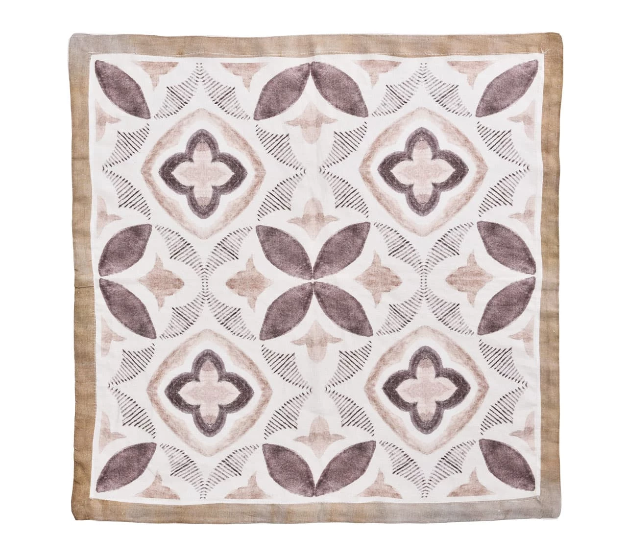 Kim Seybert Valencia Napkin In White & Brown, Set Of 4