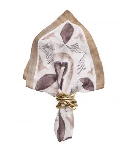 Kim Seybert Valencia Napkin In White & Brown, Set Of 4