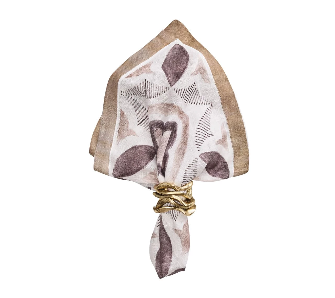 Kim Seybert Valencia Napkin In White & Brown, Set Of 4
