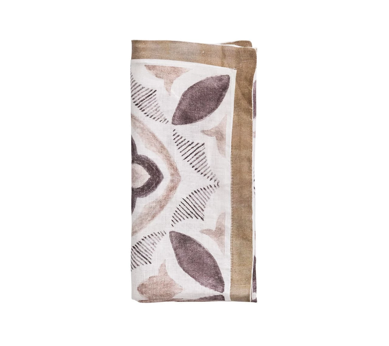 Kim Seybert Valencia Napkin In White & Brown, Set Of 4