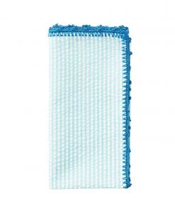 Kim Seybert Napkins Seersucker Napkin In Seafoam & Blue, Set Of 4