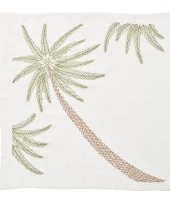 Kim Seybert Napkins Palm Coast Napkin In White & Green & Gold, Set Of 4