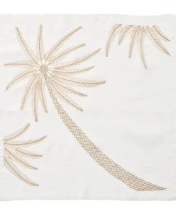 Kim Seybert Palm Coast Napkin In White & Natural & Gold, Set Of 4 Napkins