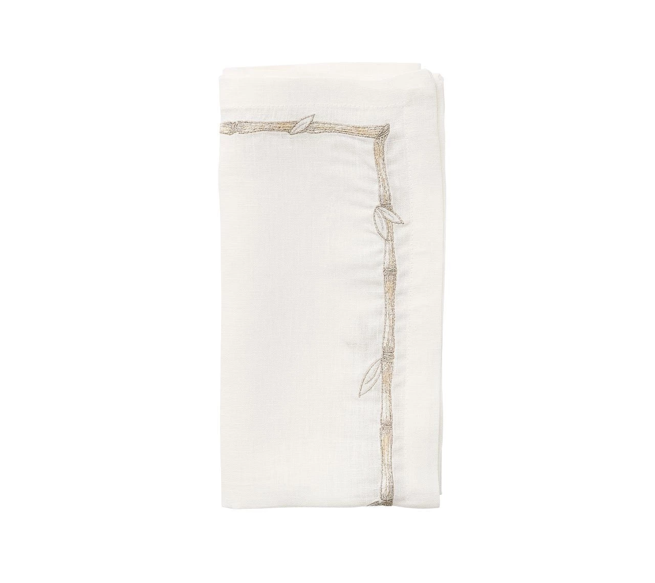 Kim Seybert Bamboo Napkin In White & Gold & Silver, Set Of 4