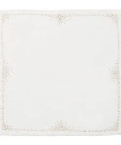 Kim Seybert Pin Dot Napkin In White & Gold & Silver, Set Of 4 Napkins