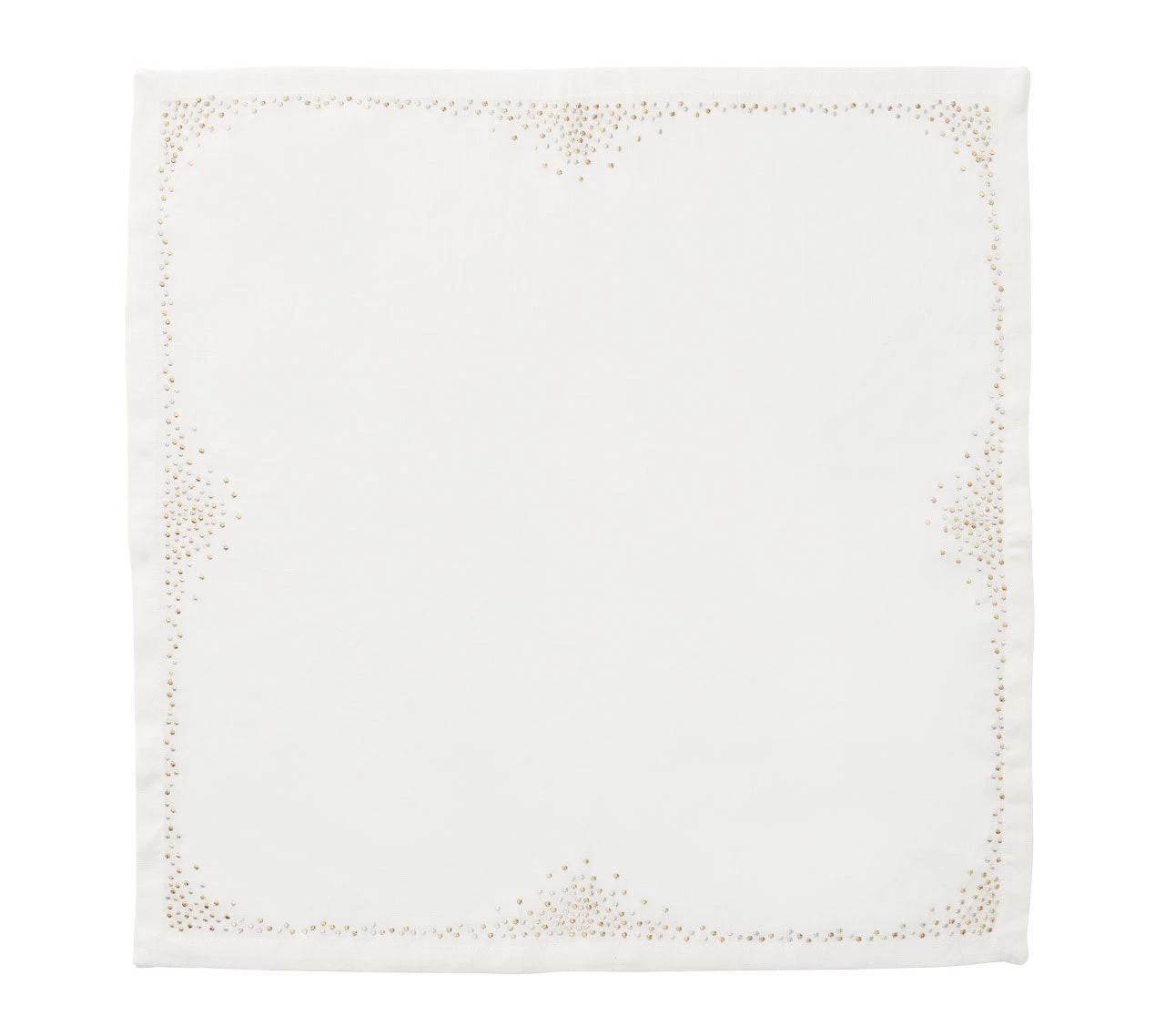 Kim Seybert Pin Dot Napkin In White & Gold & Silver, Set Of 4 Napkins