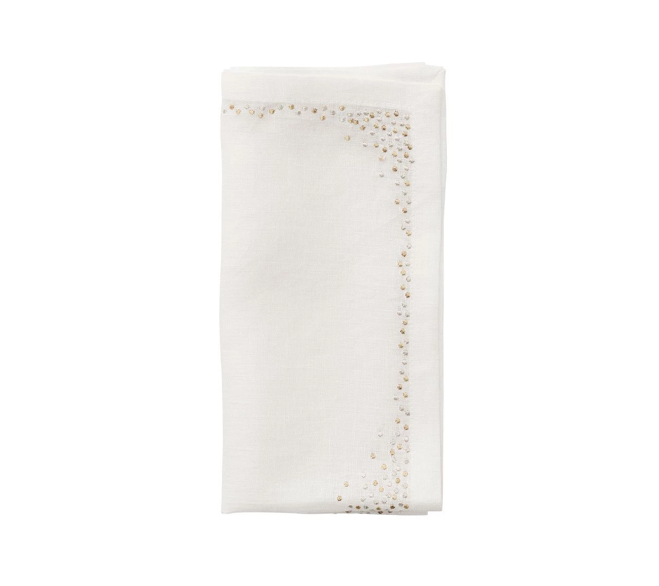 Kim Seybert Pin Dot Napkin In White & Gold & Silver, Set Of 4 Napkins