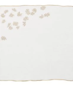 Kim Seybert Flora Napkin In White & Gold & Silver, Set Of 4 Napkins