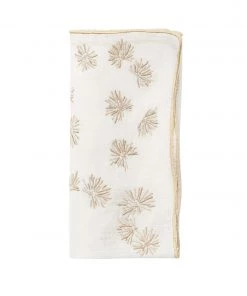 Kim Seybert Flora Napkin In White & Gold & Silver, Set Of 4 Napkins