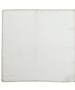 Kim Seybert Crochet Edge Napkin In White & Silver, Set Of 4