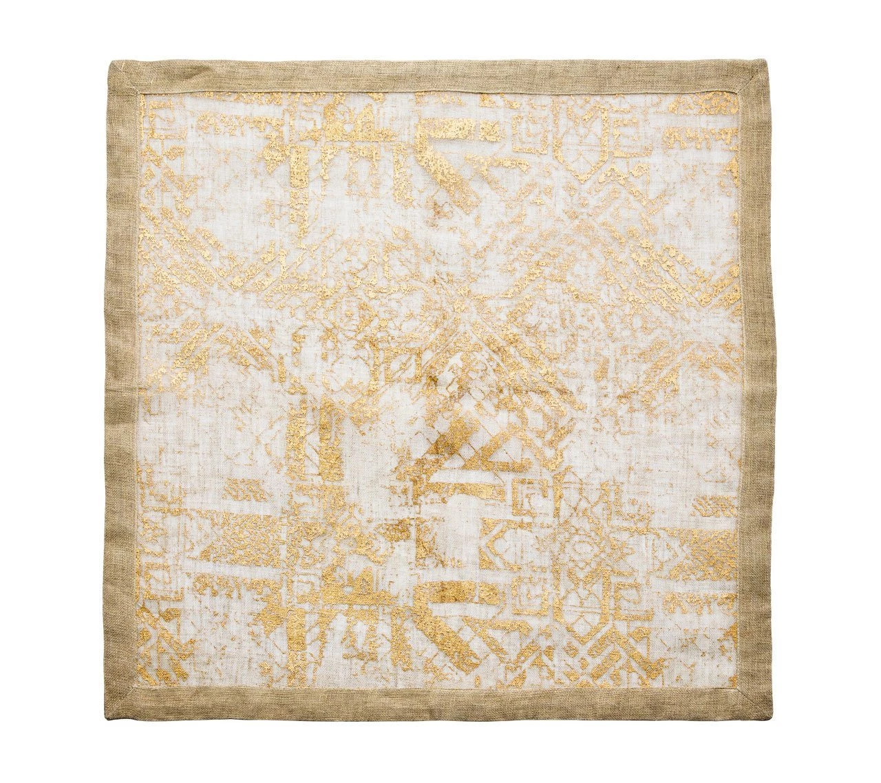 Kim Seybert Distressed Napkin In Natural & Gold, Set Of 4 Napkins