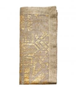 Kim Seybert Distressed Napkin In Natural & Gold, Set Of 4 Napkins