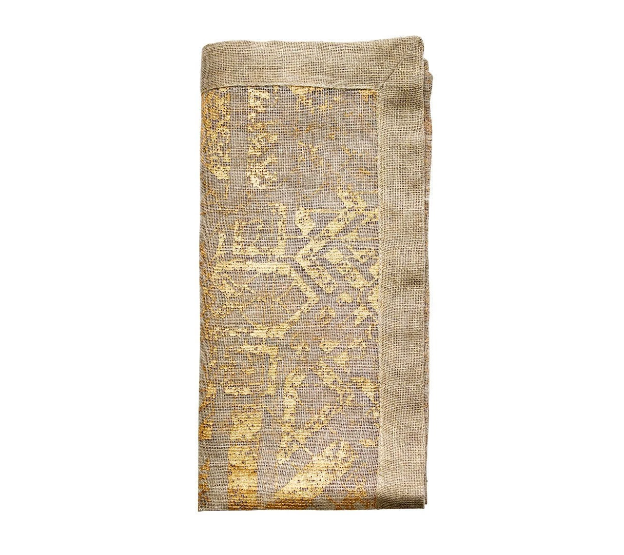 Kim Seybert Distressed Napkin In Natural & Gold, Set Of 4 Napkins