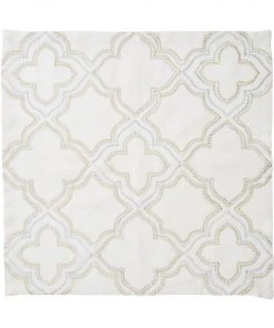 Kim Seybert Napkins Tangier Napkin In White, Gold & Silver, Set Of 4