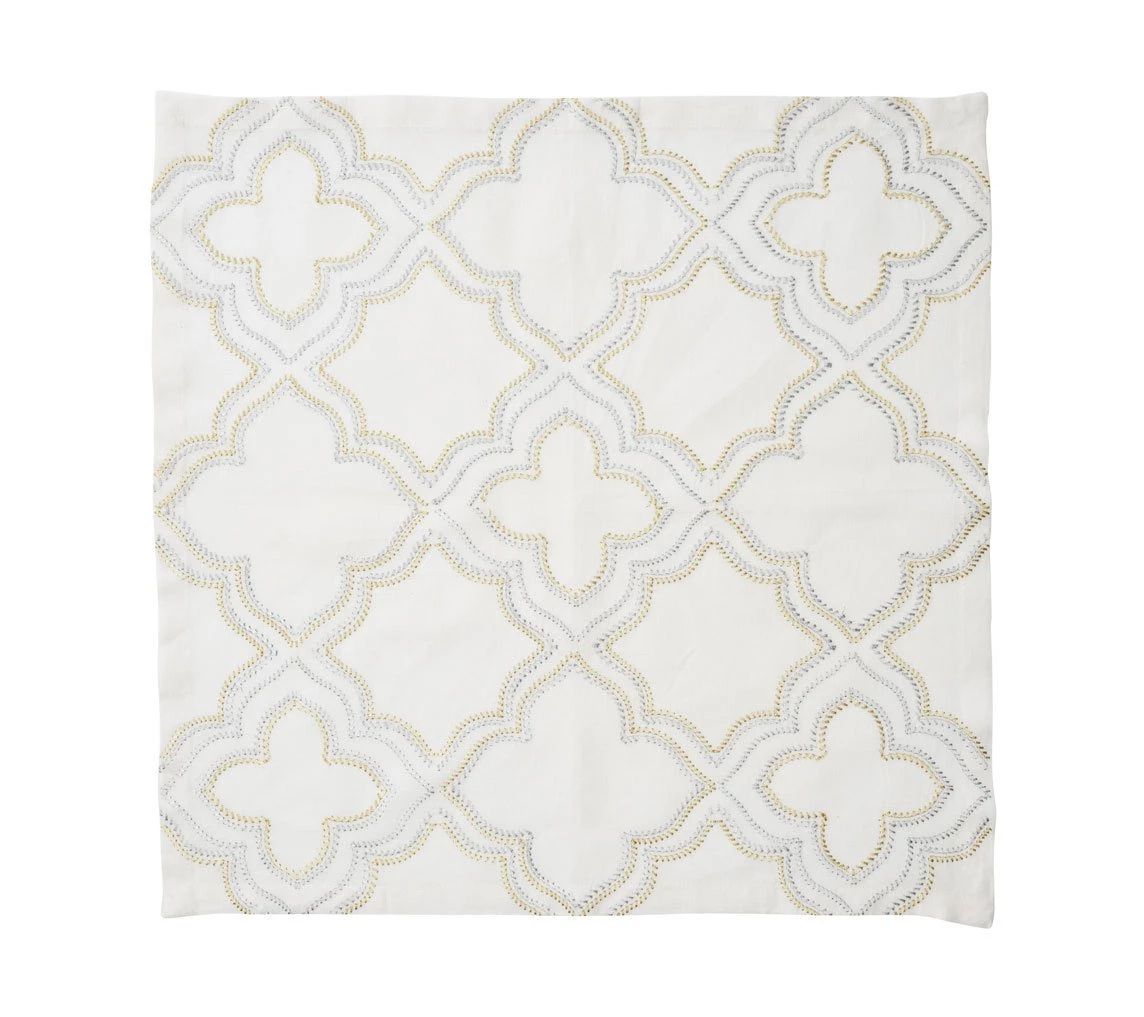 Kim Seybert Napkins Tangier Napkin In White, Gold & Silver, Set Of 4