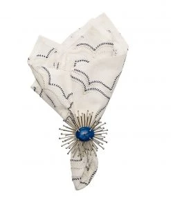 Kim Seybert Tangier Napkin In White & Navy, Set Of 4 Napkins