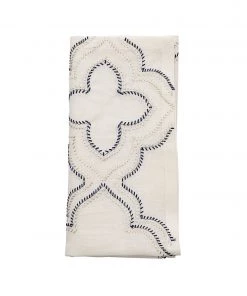 Kim Seybert Tangier Napkin In White & Navy, Set Of 4 Napkins