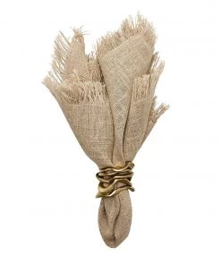 Kim Seybert Napkins Fringe Napkin In Natural & Silver, Set Of 4