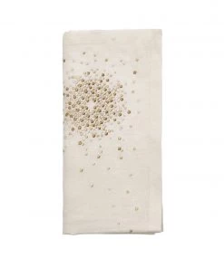 Kim Seybert Starburst Napkin In White, Gold & Silver, Set Of 4
