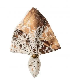 Kim Seybert Metafoil Napkin In White & Bronze, Set Of 4 Napkins