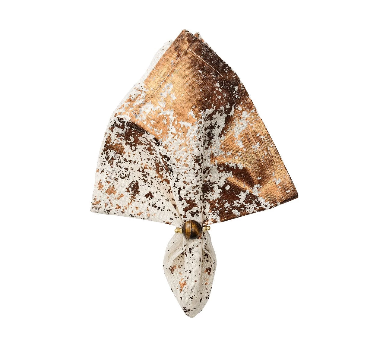 Kim Seybert Metafoil Napkin In White & Bronze, Set Of 4 Napkins